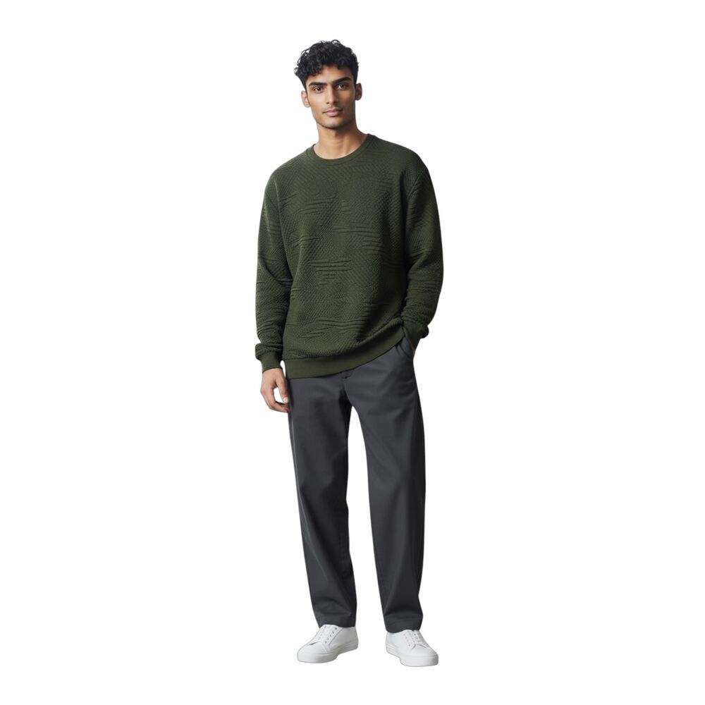 Zara Man Green Long Sleeve Textured Sweater Size M 10125-1215